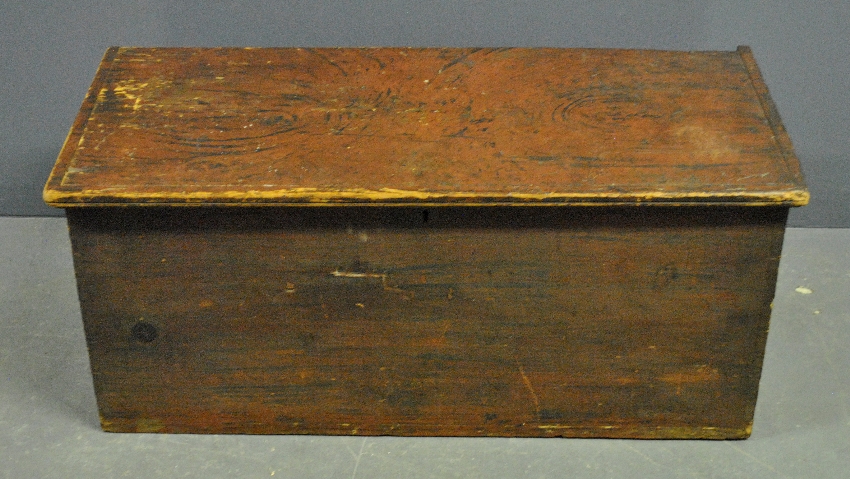 Appraisal: - Dovetail constructed th c storage box with original red