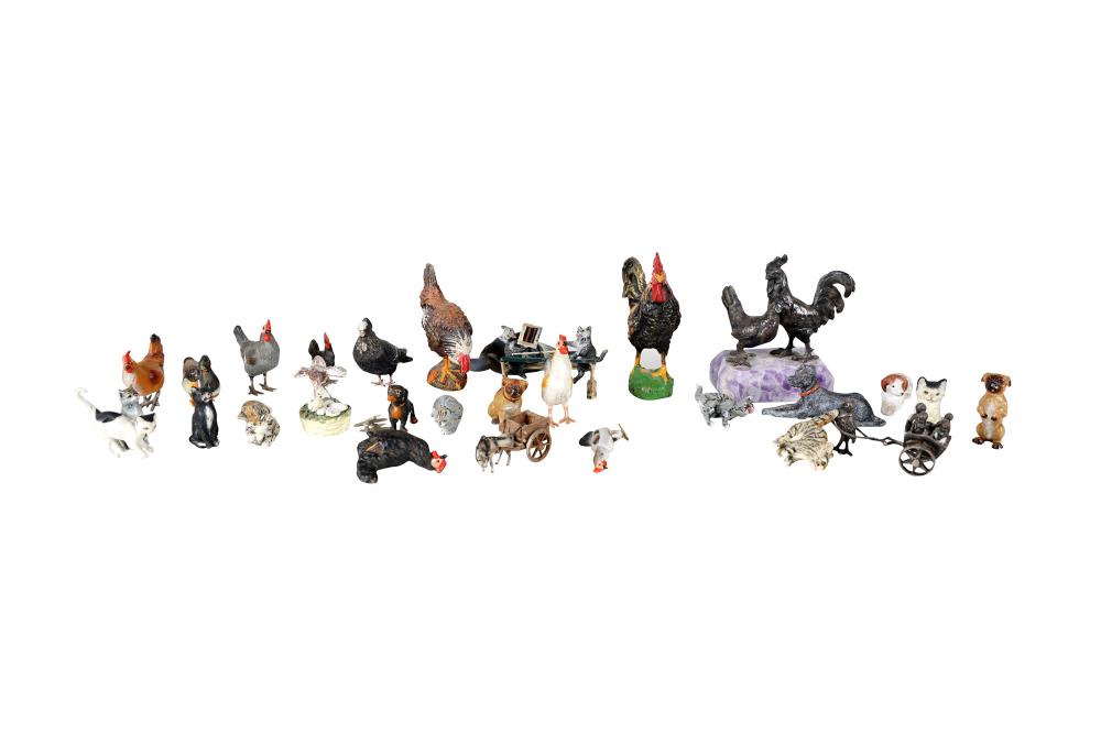 Appraisal: VIENNESE PATINATED BRONZE GROUP OF FARM ANIMALS pieces total the