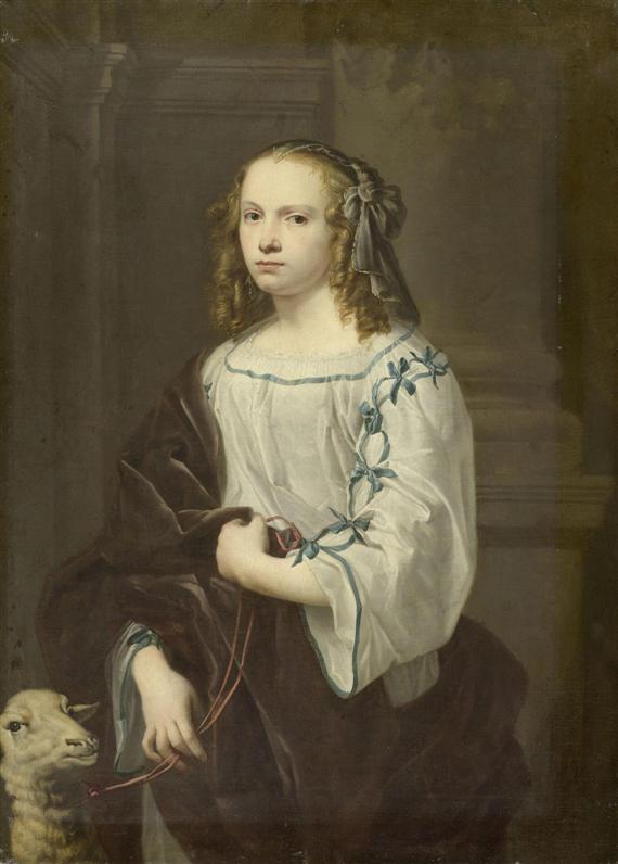 Appraisal: DUTCH SCHOOL CIRCA Portrait of Saint Agnes with the lamb