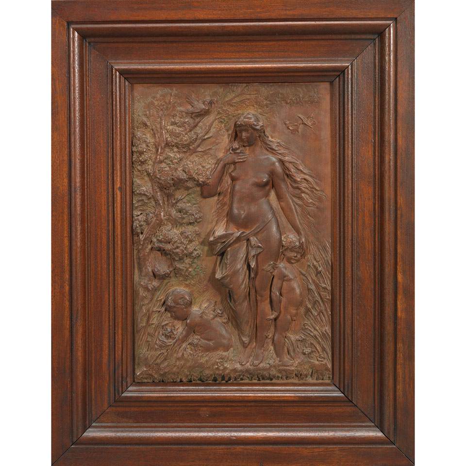 Appraisal: Otto Petri German - Relief Carved Walnut Plaque of Eve