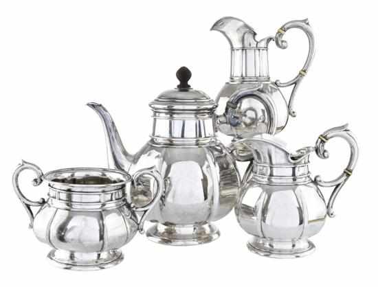 Appraisal: A FOUR PIECE AUSTRO HUNGARIAN SILVER TEA SERVICE LATE TH