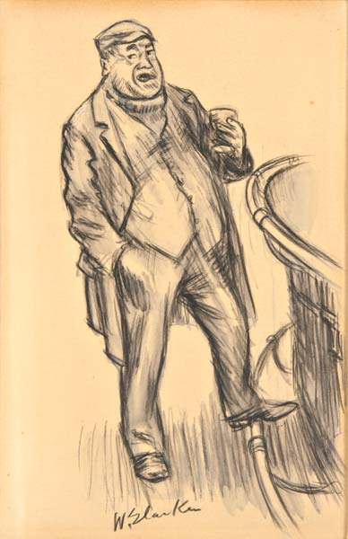 Appraisal: William Glackens American - Man at Bar Charcoal and wash