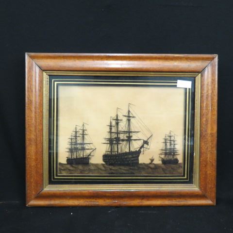 Appraisal: Silhouette Picture Nelson's Flag Ship Victory in period birdseye frame