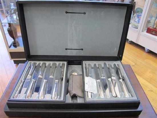 Appraisal: A BOXED STRACHAN SILVER PLATE CUTLERY SUITE FOR SIX