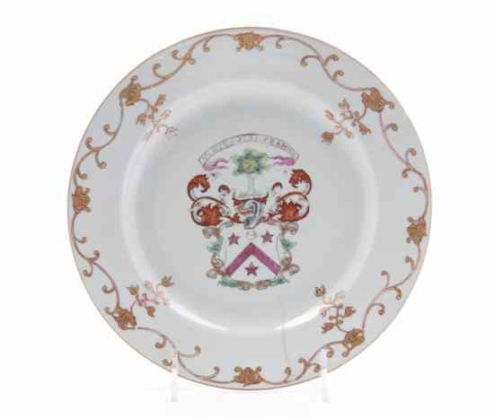 Appraisal: A Chinese Armorial Plate centered with a crest bearing the