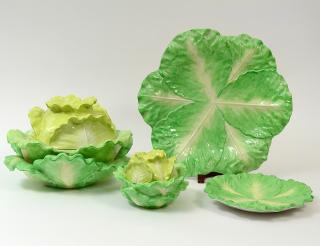 Appraisal: TEN PIECE MOTTAHADEH CABBAGE LEAF DISHES Italian Comprising five small