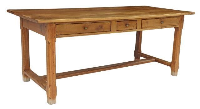 Appraisal: French Provincial fruitwood farmhouse table late th c having plank