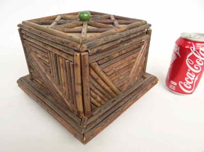 Appraisal: C - 's twig box with lid Found in Blue