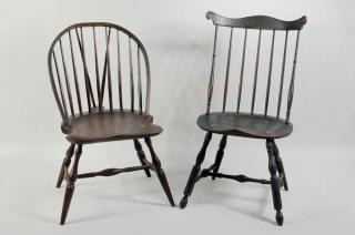 Appraisal: Two Painted Windsor Style Side Chairs Two painted Windsor style