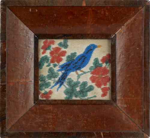 Appraisal: Beadwork picture of a bird late th c x