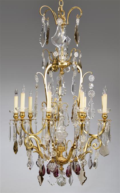 Appraisal: Louis XVI style nine arm gilt bronze and luster chandelier