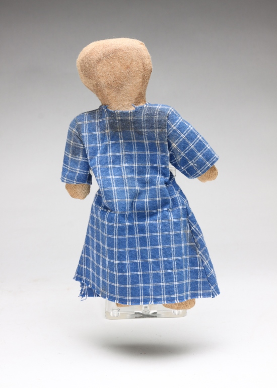 Appraisal: AMERICAN RAG DOLL Ca - Early homespun fabric dress Stains