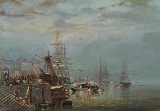 Appraisal: STANILAS GORIN French - PORT SCENE signed lower right Oil