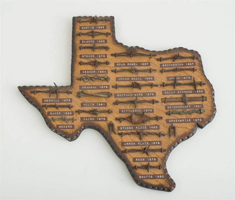 Appraisal: COLLECTION OF BARBED WIRE Mounted on a plaque in the