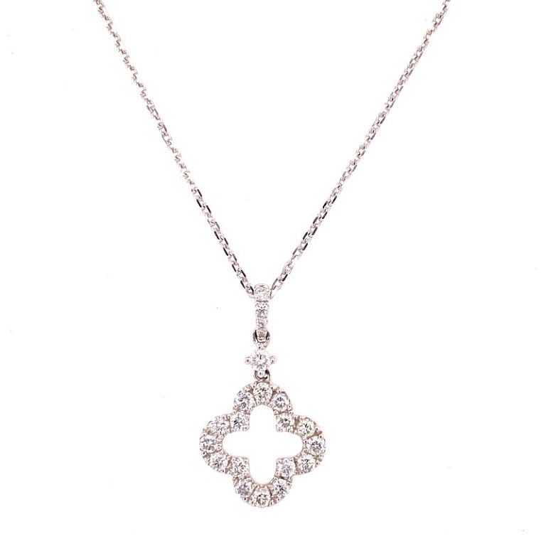 Appraisal: Diamond Four Leaf Clover Pendant Necklace k Diamond Four Leaf