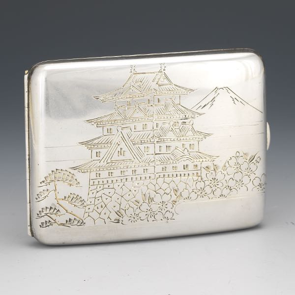 Appraisal: Japanese Cigarette Case x Japanese silver cigarette case with etching