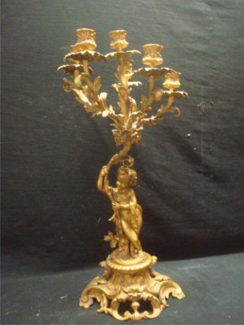 Appraisal: Bronze Figural Arm Candelabra Great quality From a North Bergen