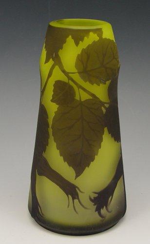 Appraisal: RICHARD CAMEO GLASS Carved dark green on lighter green leaf