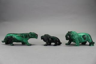 Appraisal: Carved Malachite Animal Figures Carved Malachite Animal Figures Two lions