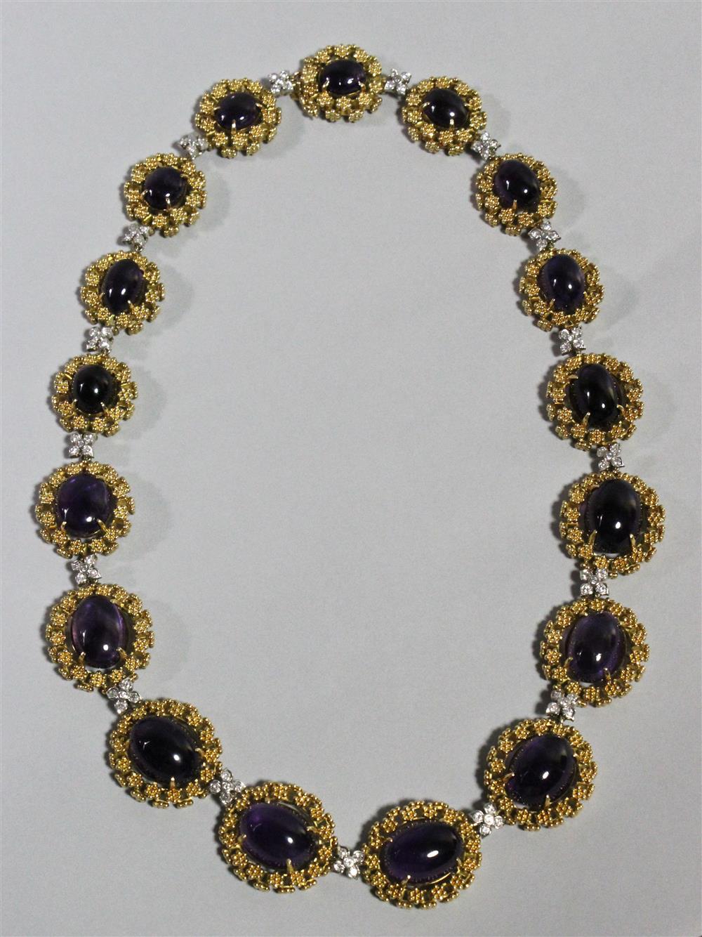 Appraisal: TIFFANY CO K YELLOW GOLD AND AMETHYST NECKLACE comprising graduated