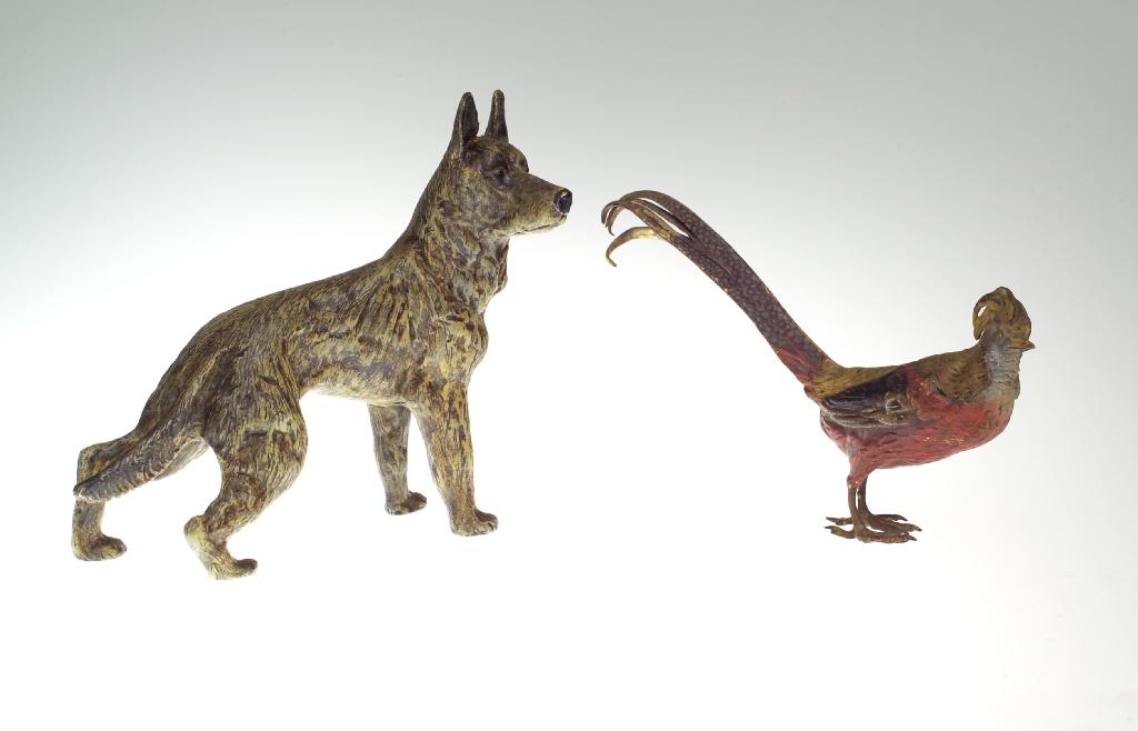 Appraisal: COLD-PAINTED BRONZE MODEL OF A GERMAN SHEPHERD naturalistically cast and