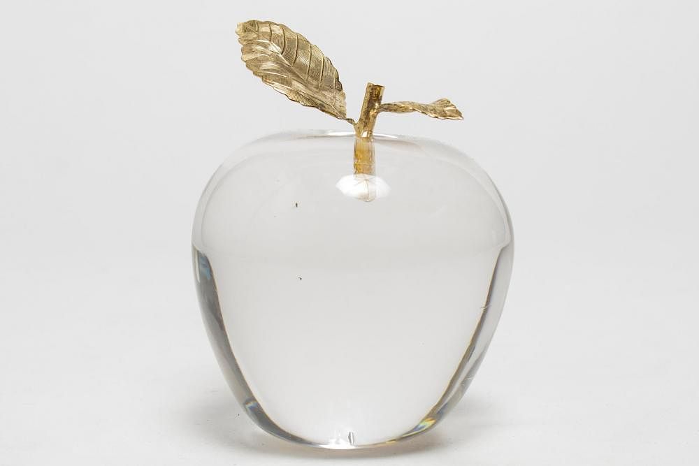 Appraisal: Cartier Crystal Vermeil Silver Apple Paperweight Cartier crystal apple-form paperweight