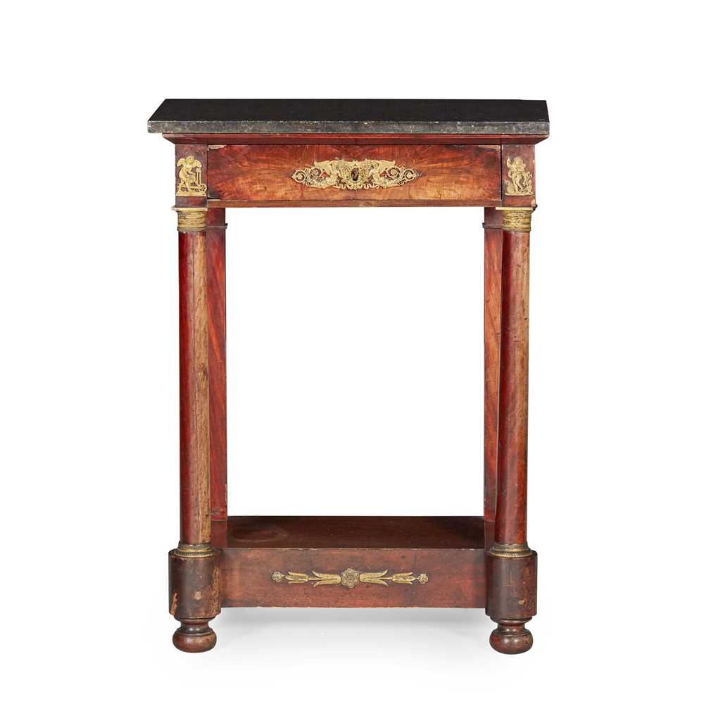 Appraisal: Y FRENCH EMPIRE MAHOGANY MARBLE TOPPED CONSOLE TABLE EARLY TH