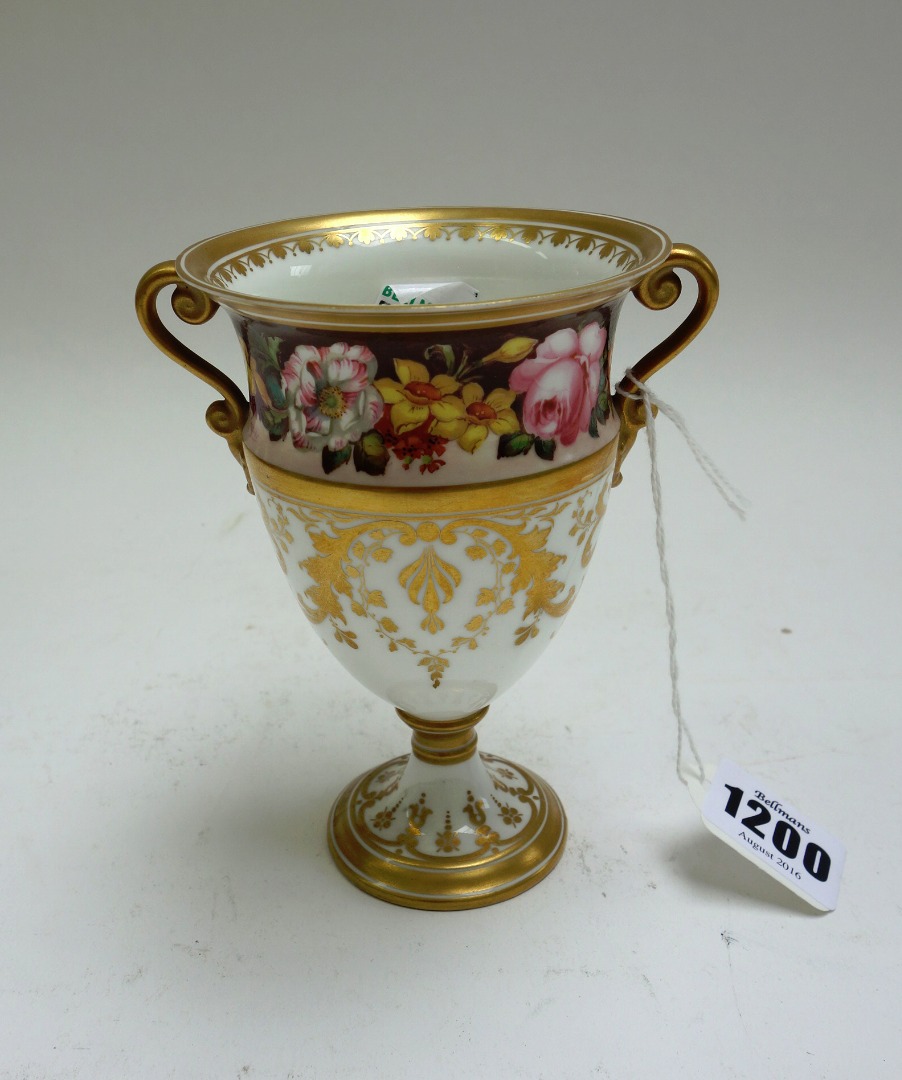 Appraisal: A Royal Crown Derby bone china two-handled vase circa of