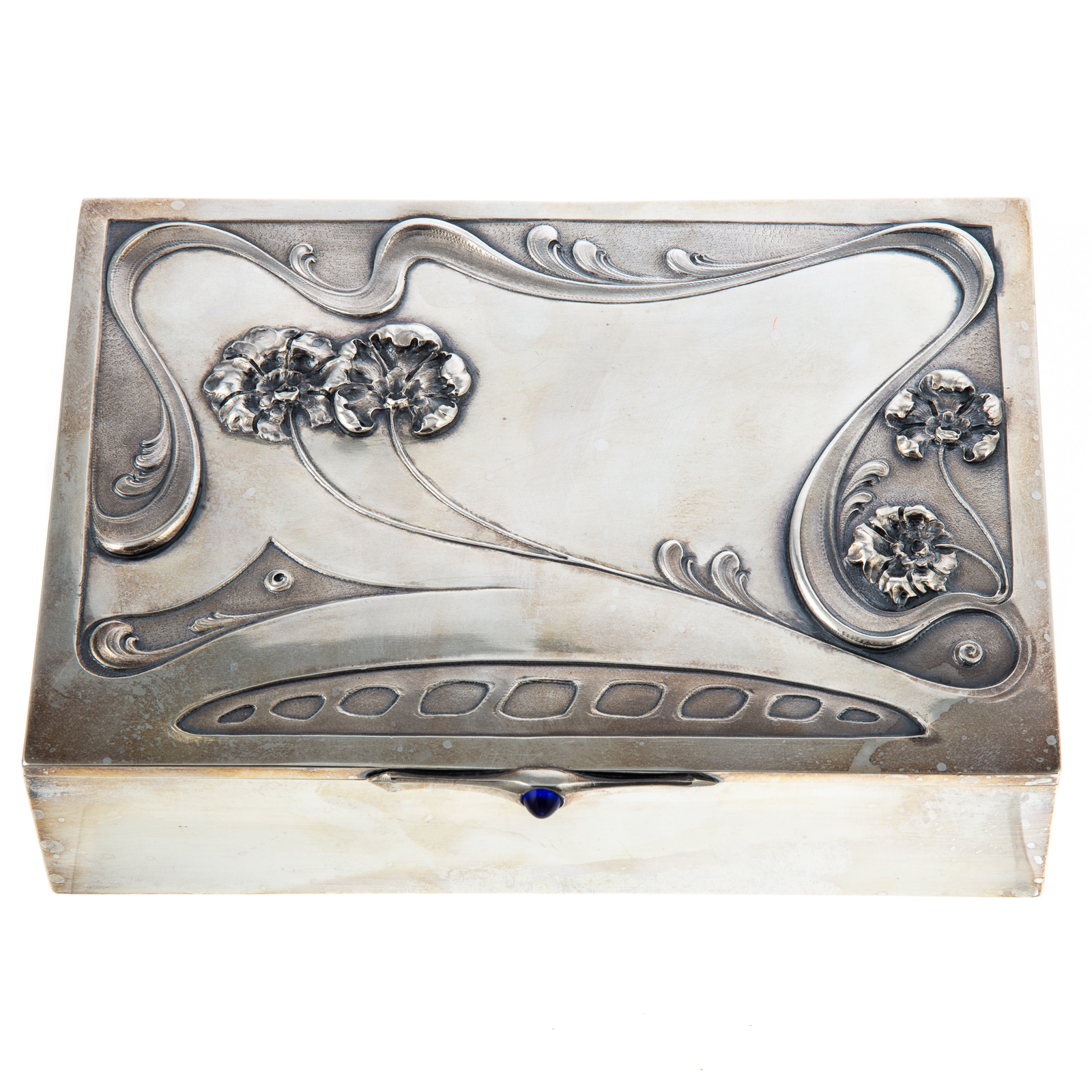 Appraisal: RUSSIAN ART NOUVEAU SILVER CIGAR BOX - second kokoshnik mark