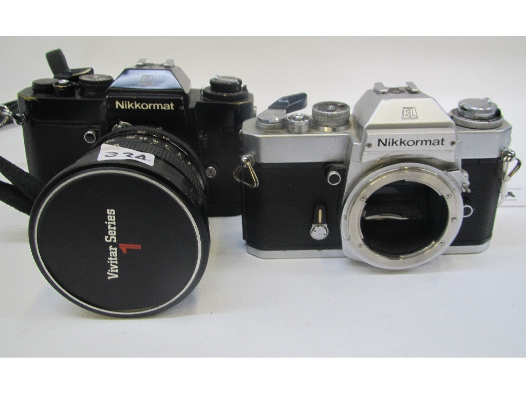 Appraisal: Lot comprising two Nikkor Mat cameras with lenses in fitted