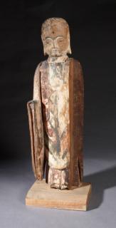 Appraisal: Large Japanese Wooden Figure of Buddha th c i Large