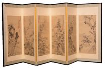 Appraisal: Ryoun Japanese - Attributed Six panel folding table screen with