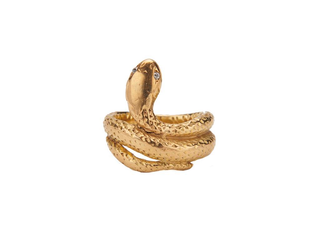 Appraisal: K Gold and Diamond Snake Ring in the form of