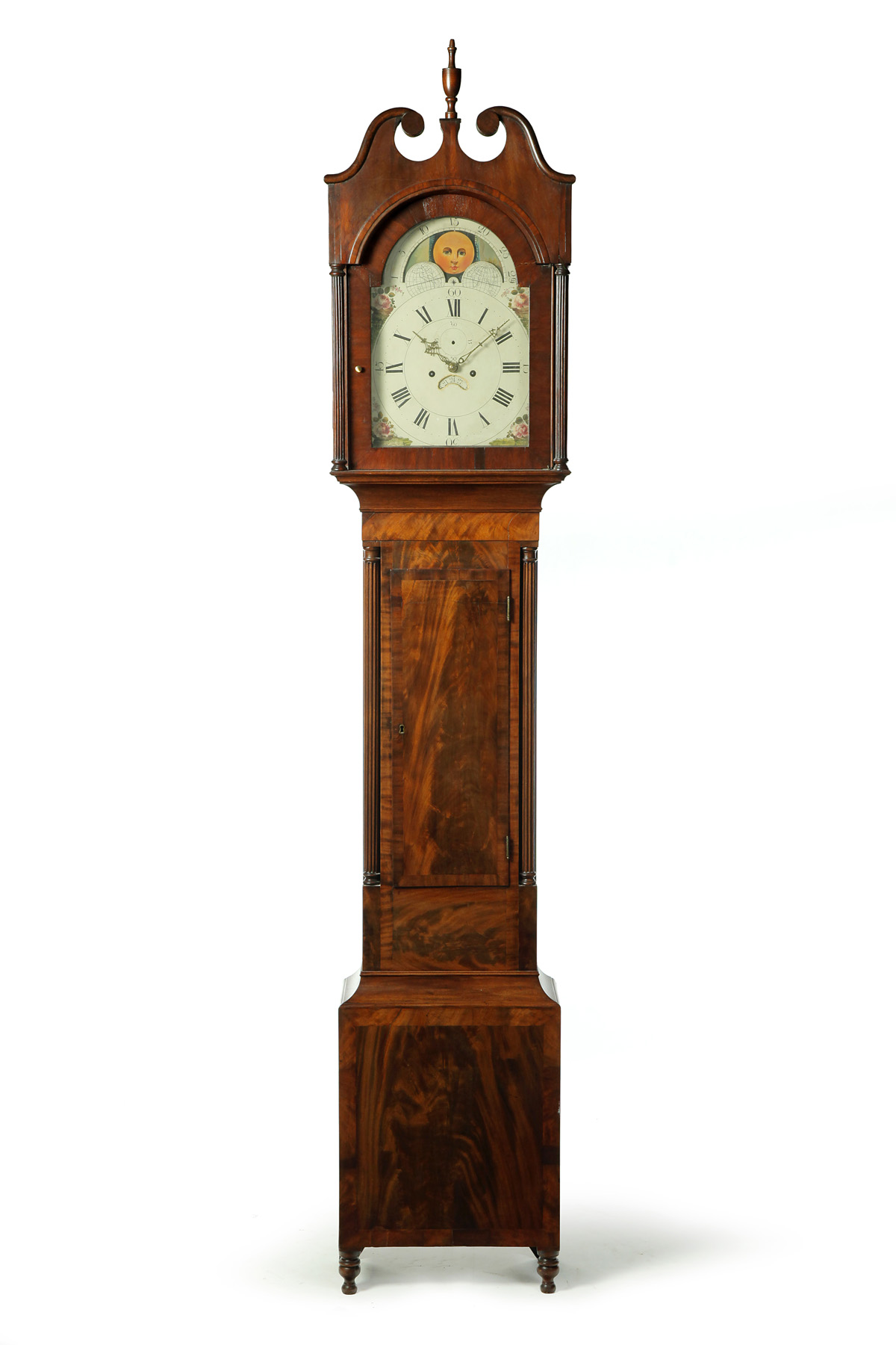 Appraisal: AMERICAN CLASSICAL TALL CASE CLOCK - mahogany and poplar Broken-arch