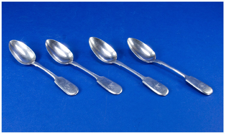 Appraisal: A Fine Set of Four th Century Russian Silver Spoons