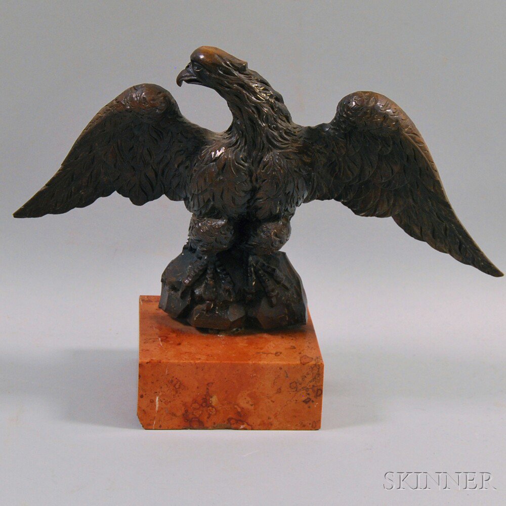 Appraisal: Carved Spreadwing Eagle on Marble Plinth the finely carved figure