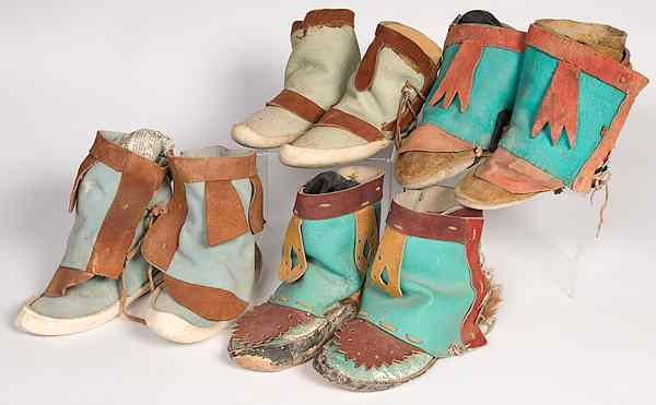 Appraisal: Hopi Dance Moccasins lot of all brightly painted three pairs