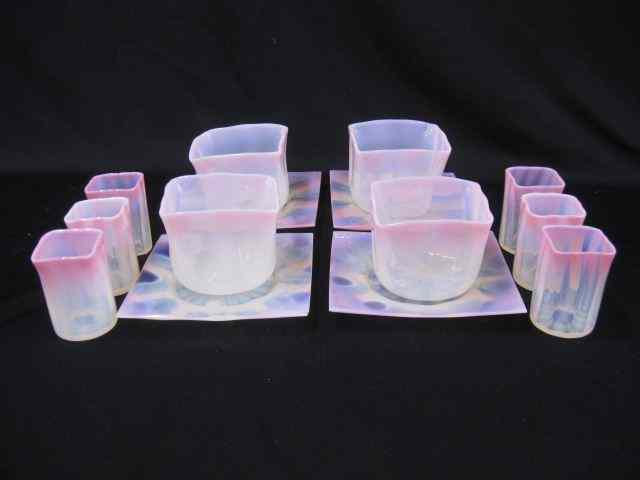 Appraisal: pcs Pastel Favrile Art Glass pink opalescent includes - ''