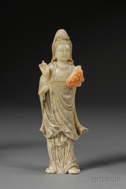 Appraisal: Carved Soapstone Figure early th century pale ivory color with