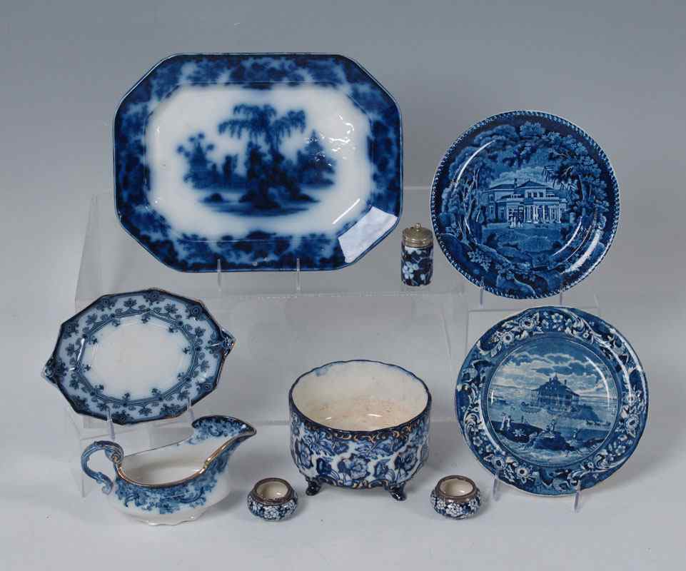 Appraisal: ESTATE COLLECTION OF BLUE HISTORIC BLUE STAFFORDSHIRE AND FLOW BLUE