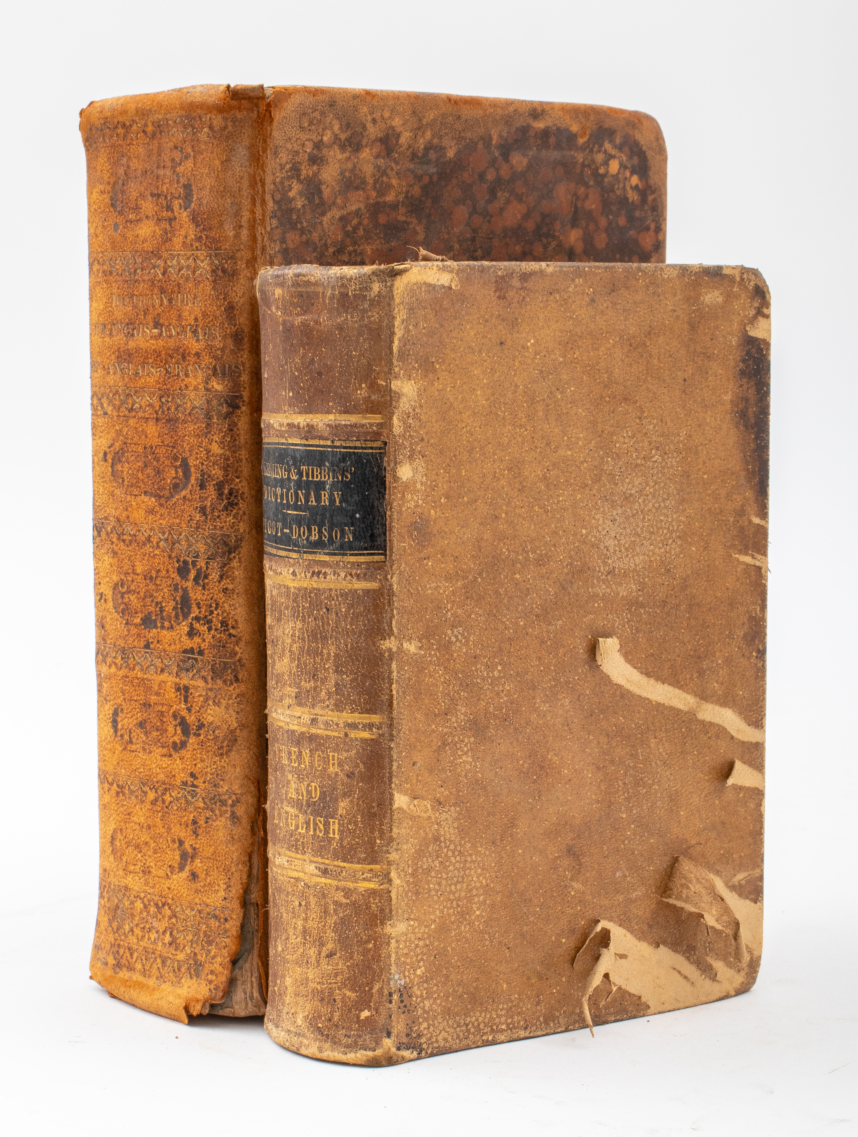 Appraisal: EARLY-MID TH C FRENCH ENGLISH DICTIONARIES Two nineteenth century leather-bound