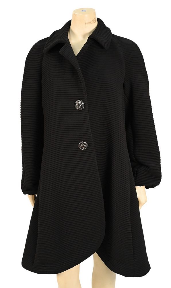 Appraisal: Giorgio Armani Black Quilted Swing Coat having jeweled buttons notched