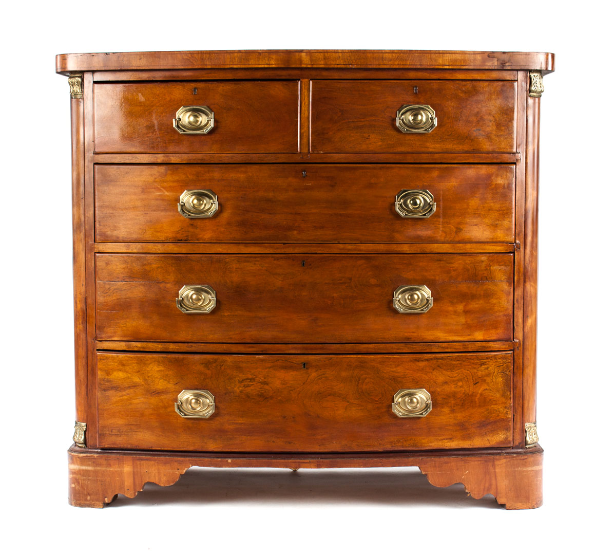 Appraisal: George IV stained maple bow-front chest flat top with stringer