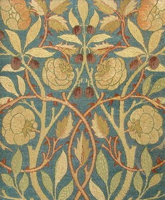 Appraisal: A silk embroidery attributed to Morris Co with flowering rose