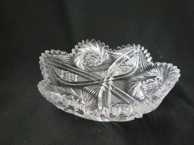 Appraisal: Cut Glass Dish brilliant period trifoil and pinwheel decor