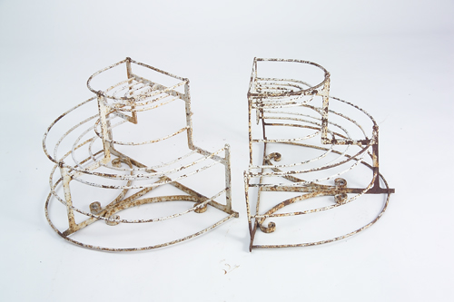 Appraisal: Pair of French iron garden etageres with remains of white