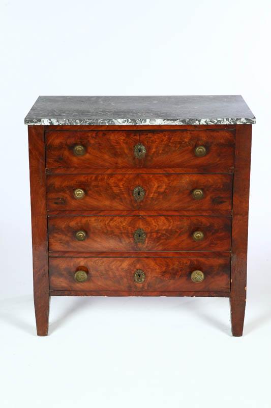 Appraisal: MARBLE TOP CHEST OF DRAWERS France th century oak with