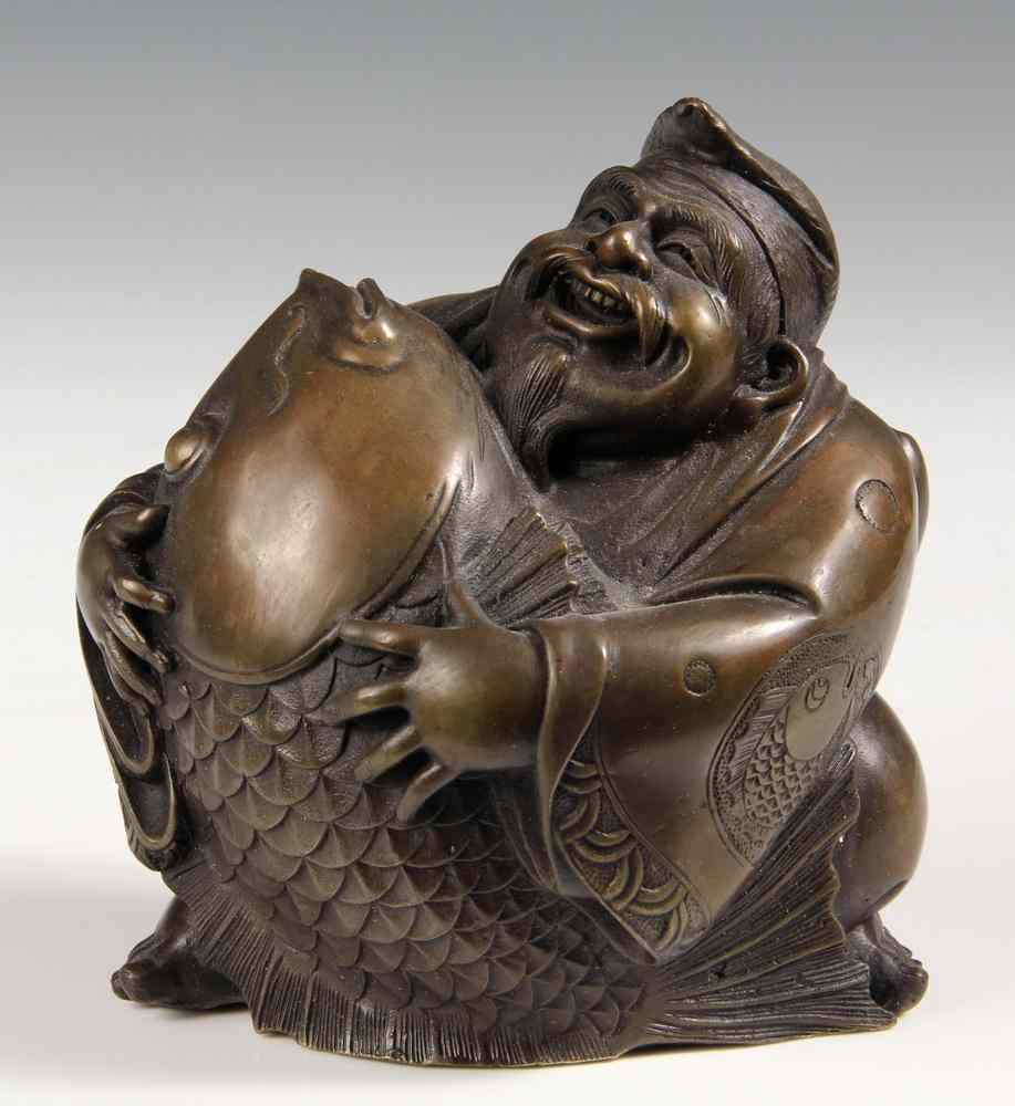 Appraisal: JAPANESE BRONZE FIGURES - th c Bronze Hotei Figures of