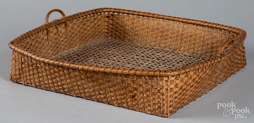 Appraisal: Delicate split oak basket th c Delicate split oak basket