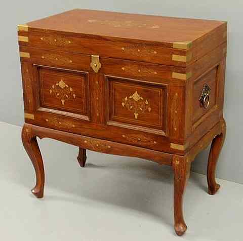 Appraisal: Queen Anne style mahogany storage chest on frame with brass